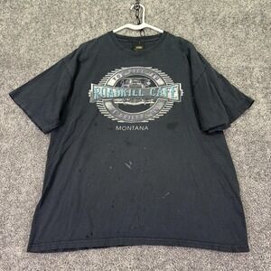 Vtg Prairie Mountain Shirt Mens XL Black Roadkill Cafe Montana Funny Graphic Tee
